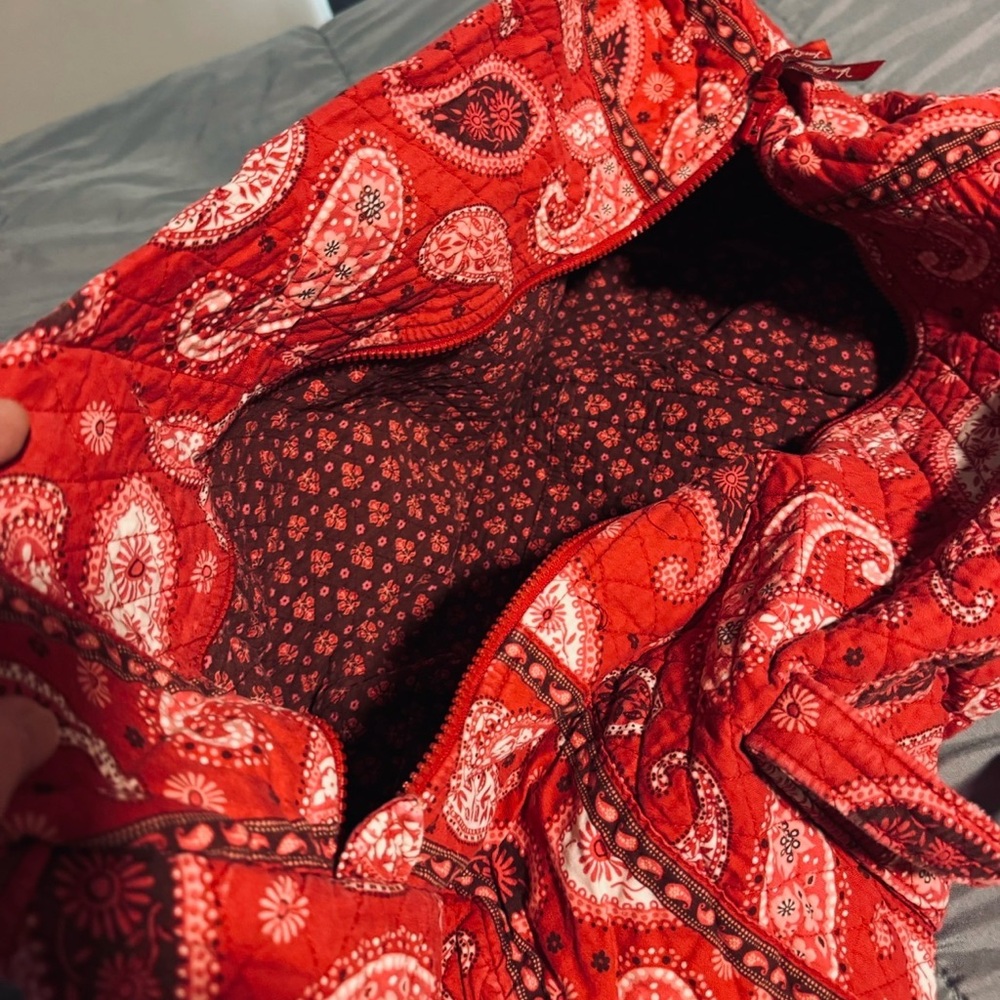 Vera Bradley Red Paisley Quilted Tote - Picture 2 of 3
